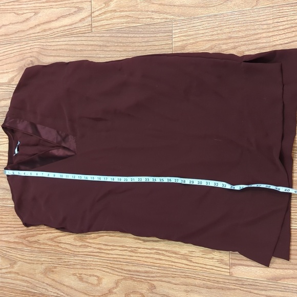 Vince chocolate brown sleeveless shift dress, fully lined with side-slit hem, L - Picture 3 of 5